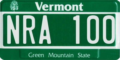 VT license plate NRA100
