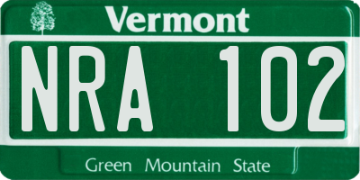 VT license plate NRA102
