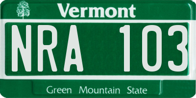 VT license plate NRA103