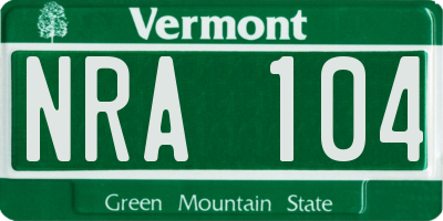 VT license plate NRA104