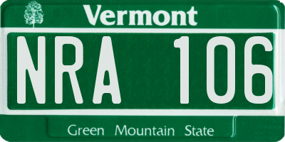 VT license plate NRA106