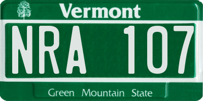 VT license plate NRA107