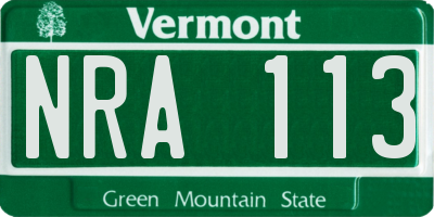VT license plate NRA113