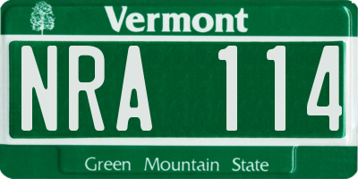 VT license plate NRA114