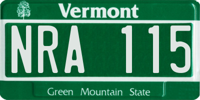 VT license plate NRA115