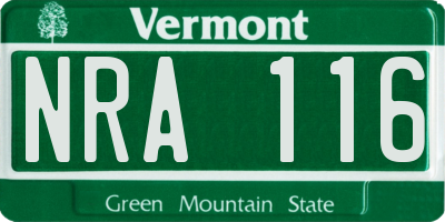 VT license plate NRA116