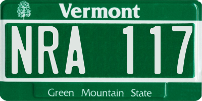 VT license plate NRA117