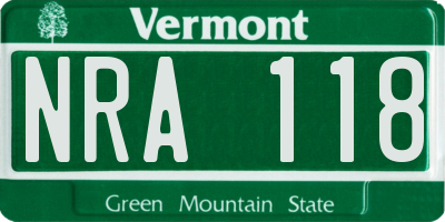 VT license plate NRA118