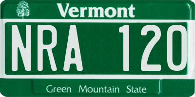 VT license plate NRA120