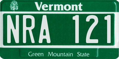 VT license plate NRA121