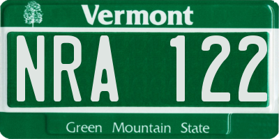 VT license plate NRA122