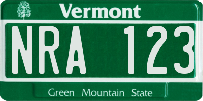 VT license plate NRA123