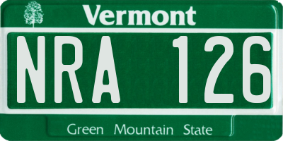 VT license plate NRA126