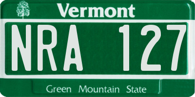 VT license plate NRA127