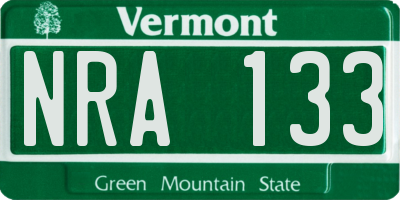 VT license plate NRA133