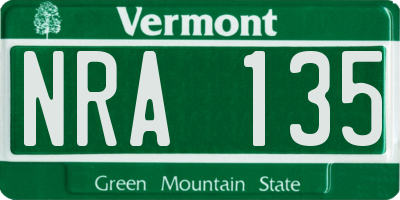 VT license plate NRA135
