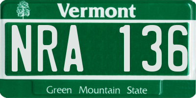 VT license plate NRA136