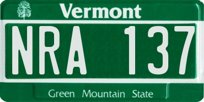 VT license plate NRA137