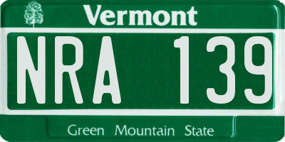 VT license plate NRA139
