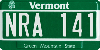 VT license plate NRA141
