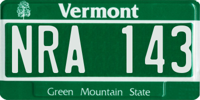 VT license plate NRA143