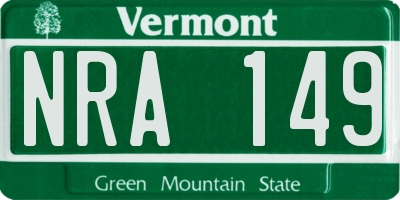 VT license plate NRA149