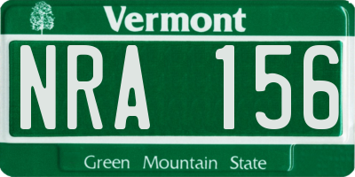VT license plate NRA156