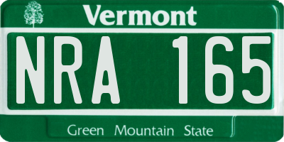 VT license plate NRA165