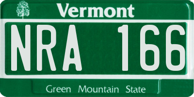 VT license plate NRA166
