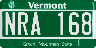 VT license plate NRA168