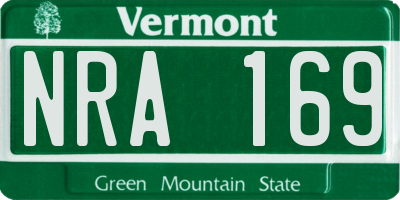 VT license plate NRA169