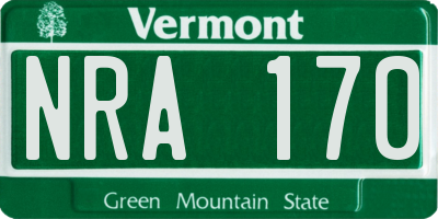 VT license plate NRA170