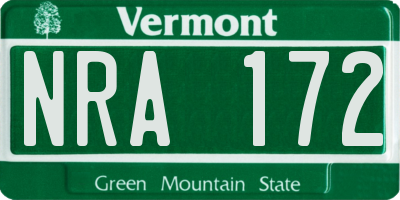 VT license plate NRA172