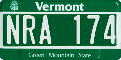 VT license plate NRA174