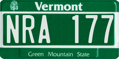 VT license plate NRA177