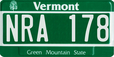 VT license plate NRA178