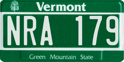 VT license plate NRA179