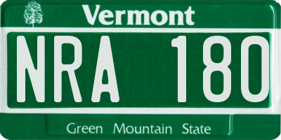 VT license plate NRA180