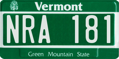 VT license plate NRA181