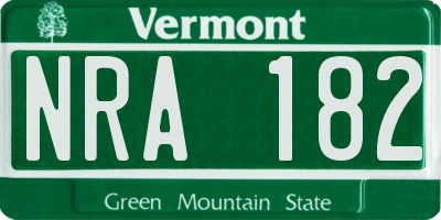 VT license plate NRA182