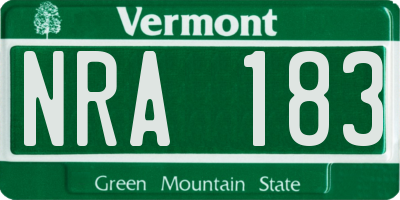 VT license plate NRA183