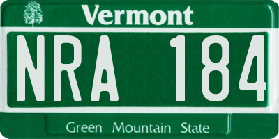 VT license plate NRA184