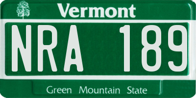 VT license plate NRA189