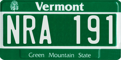 VT license plate NRA191