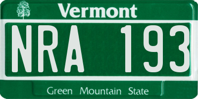 VT license plate NRA193