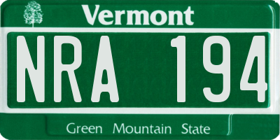 VT license plate NRA194