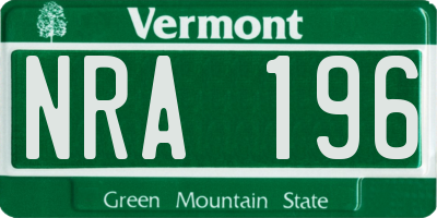 VT license plate NRA196