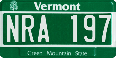 VT license plate NRA197