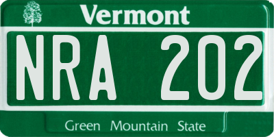 VT license plate NRA202