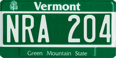 VT license plate NRA204